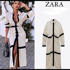 Zara Black and White Striped Dress